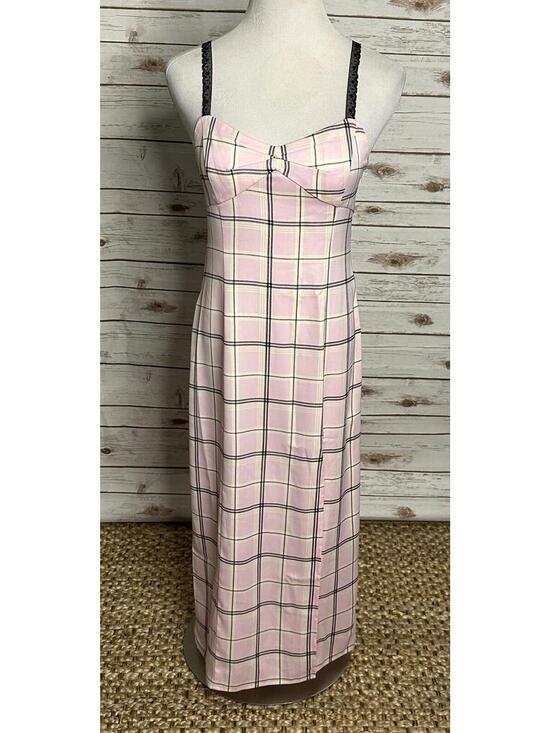 Urban Outfitters Dresses & Skirts - Urban Outfitters pink plaid lace straps slip maxi dress Medium Y2K coquette